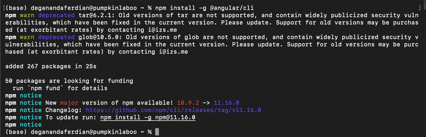 Installing angular-cli on mac OS