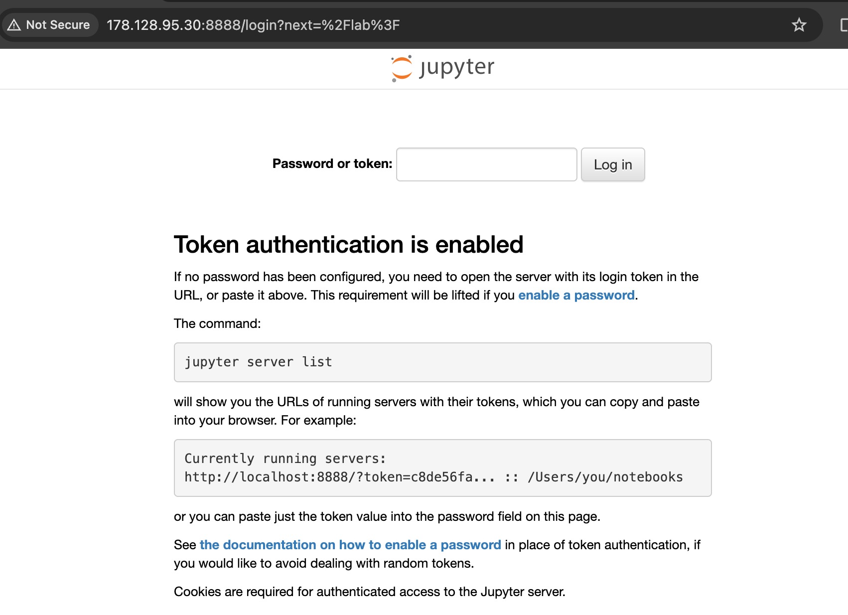 Jupyterlab can be accessed through browser