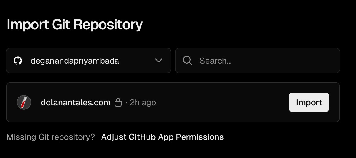 Import and integrate the repository to vercel