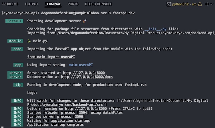 FastAPI services is started