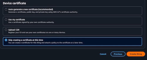 Skip certificate creation process, we can do it later on