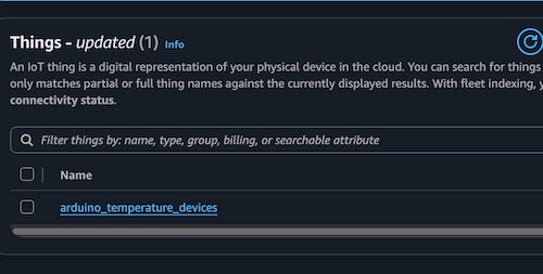 Things is successfully created on aws iot core